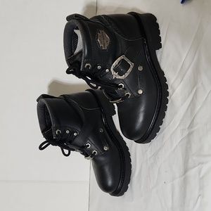 VTG Harley Davidson 5 1/2 Black Leather Boots Unisex